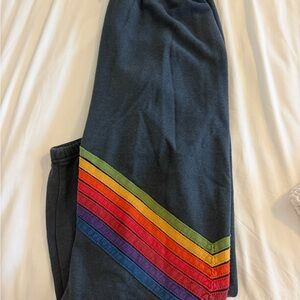 Aviator Nation Sweatpants with Rainbow Chevron Trim